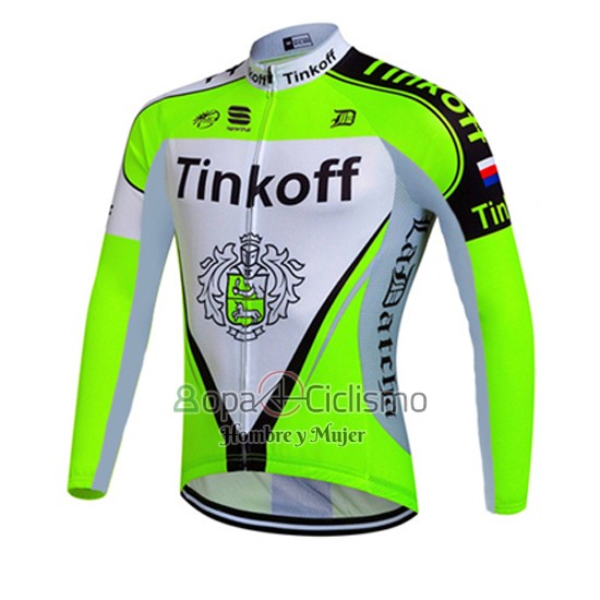Tinkoff Ropa Ciclismo Culotte Largo 2016 Mangas Largas Verde y Negro